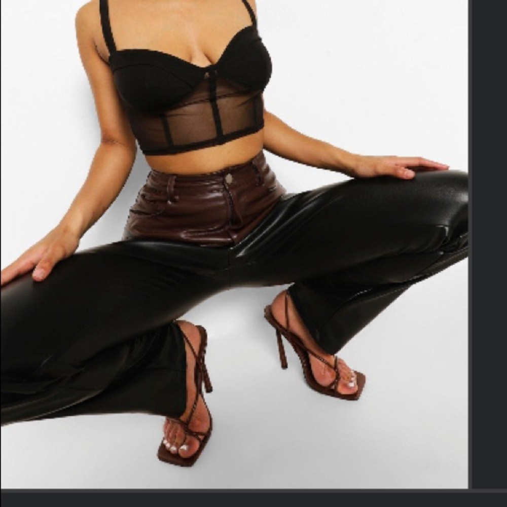 Mesh corset crop shirt. Boohoo. Size L